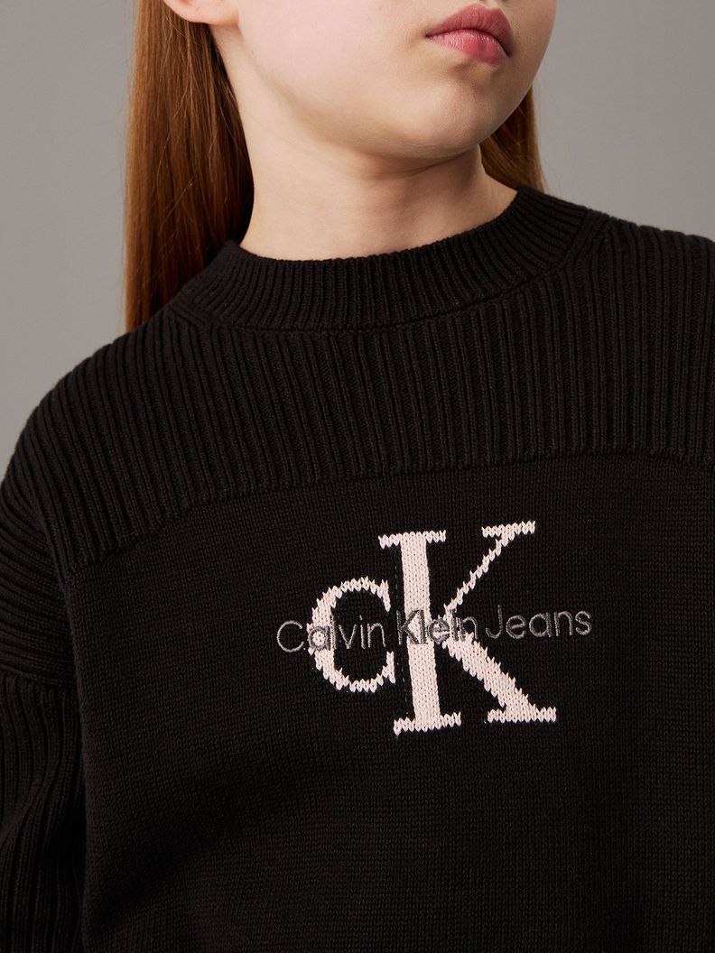 Sweater Niña Monologo Negro Calvin Klein-3
