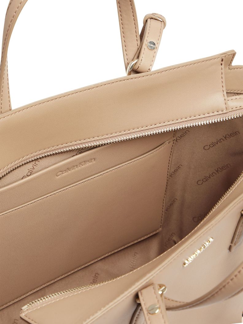Bolso tote con micro logo Beige Calvin Klein-2