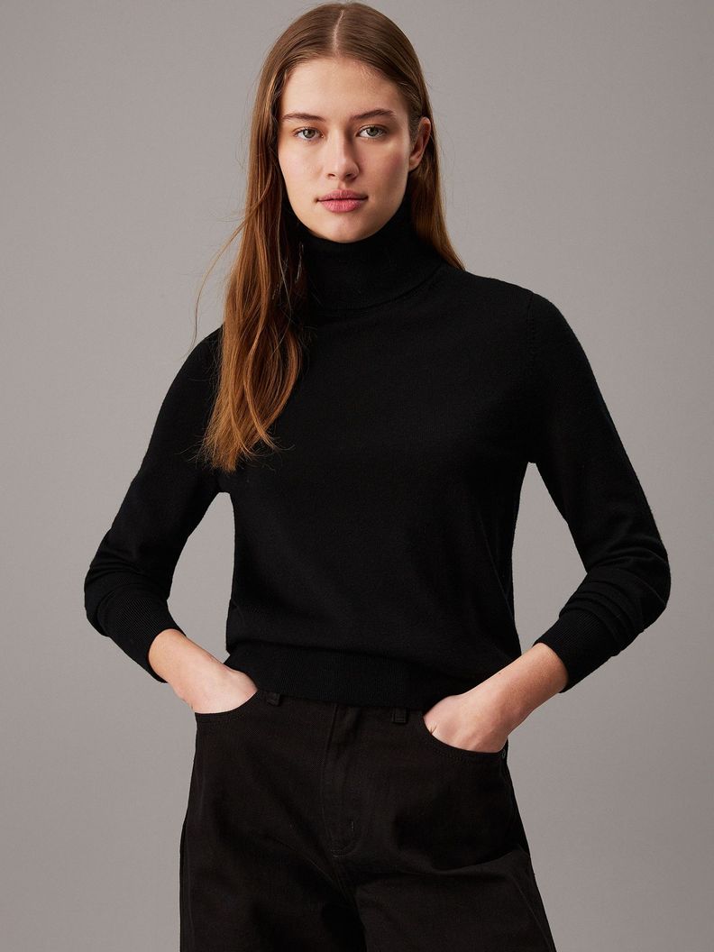 Sweater Merino Wool Roll Neck Negro Calvin Klein-0