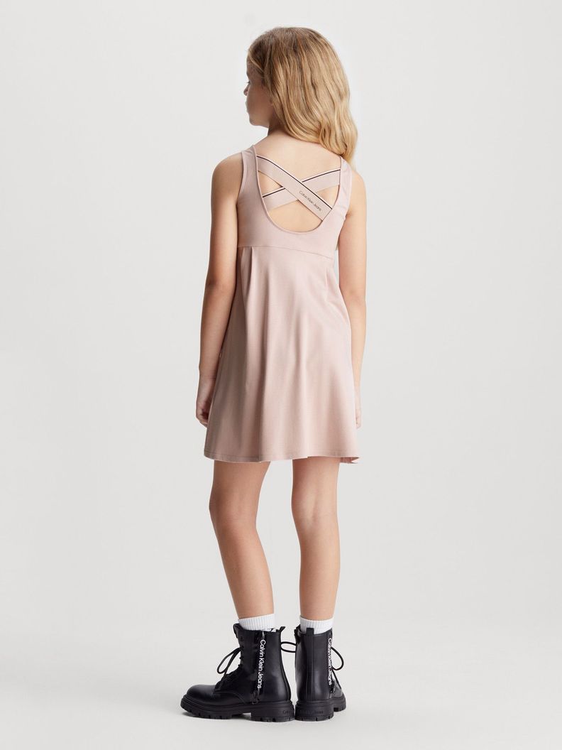 Vestido Niña Back Logo Tape Rosado Calvin Klein-1