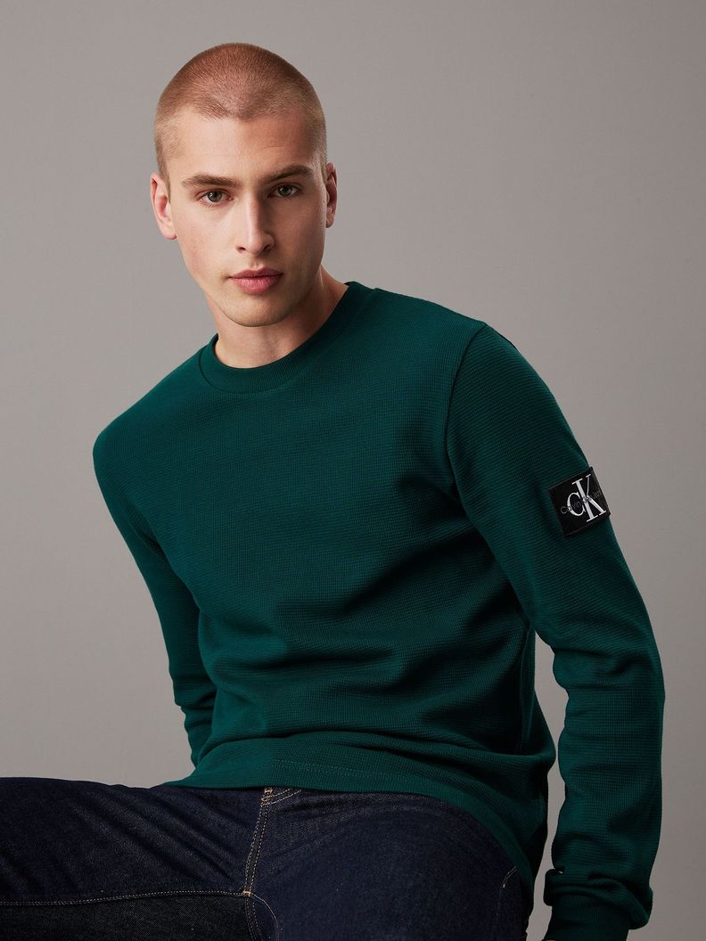 Polera LS Badge Waffle Verde Calvin Klein-0