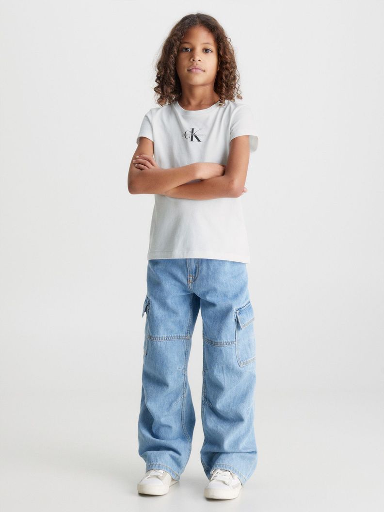 Polera Niña Micro Monogram Blanco Calvin Klein-1