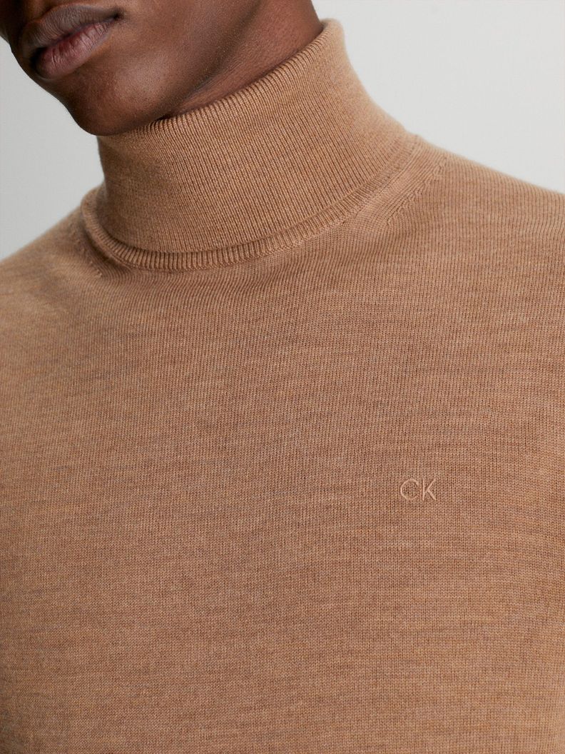 Sweater Cuello Alto Merino Café Calvin Klein-3