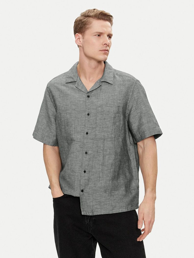 Camisa Linen Cotton Cuban Negro Calvin Klein-0