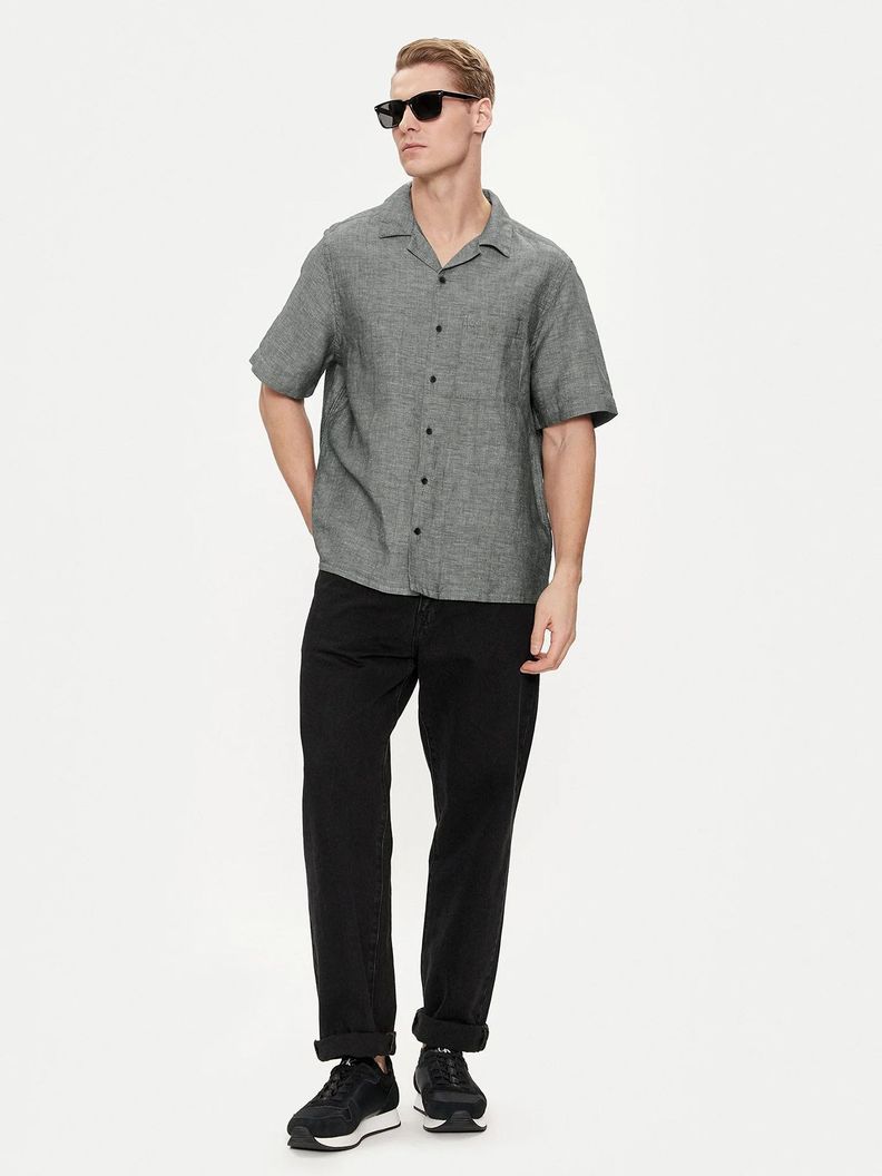 Camisa Linen Cotton Cuban Negro Calvin Klein-1