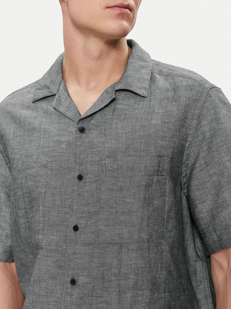 Camisa Linen Cotton Cuban Negro Calvin Klein-3