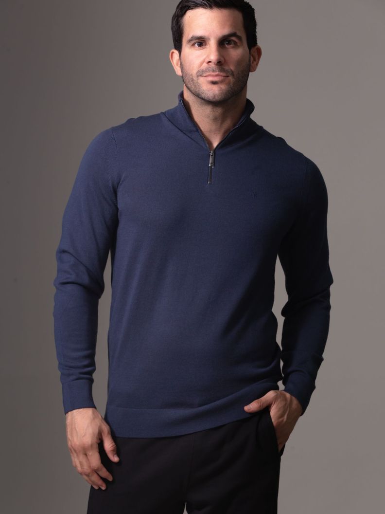 Sweater Merino Rws Quarter Zip Azul Calvin Klein-0