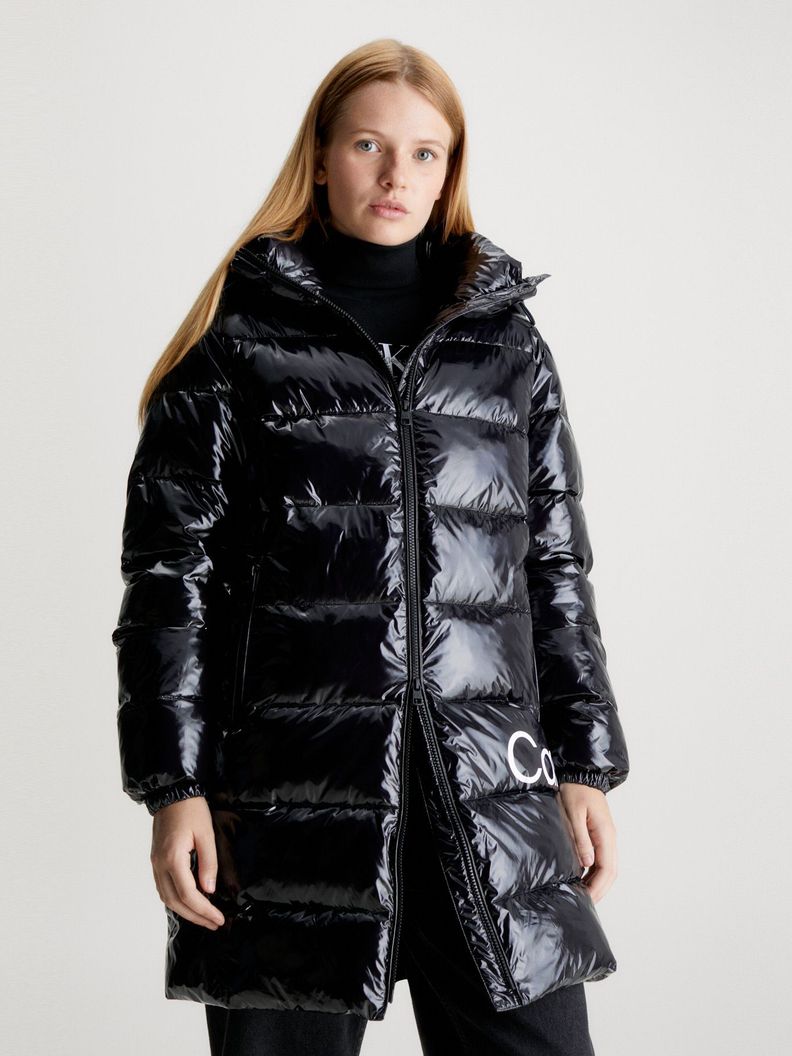 Parka Shiny Long Fitted Negro-0