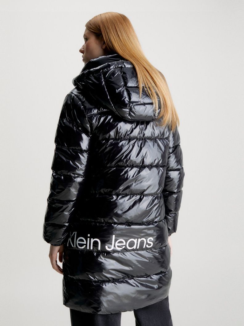 Parka Shiny Long Fitted Negro-2