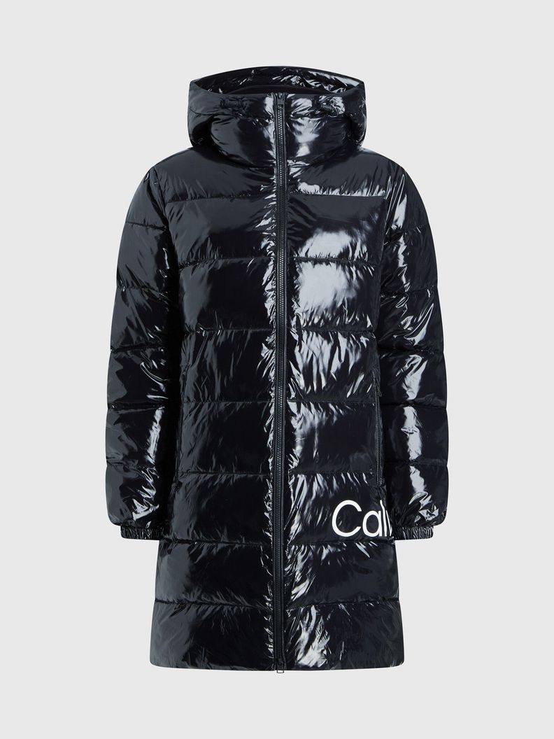 Parka Shiny Long Fitted Negro-4