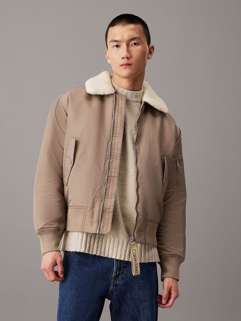 Chaqueta Aviator Sherpa Beige Calvin Klein-0