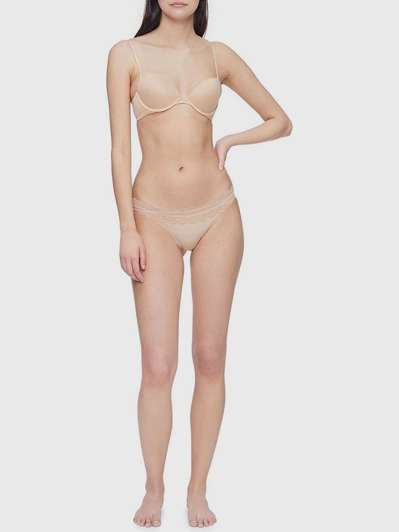 Calzon Bikini Micro Lace Band Beige Calvin Klein S