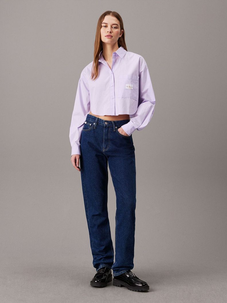 Camisa Woven Label Cropped Morado Calvin Klein-1