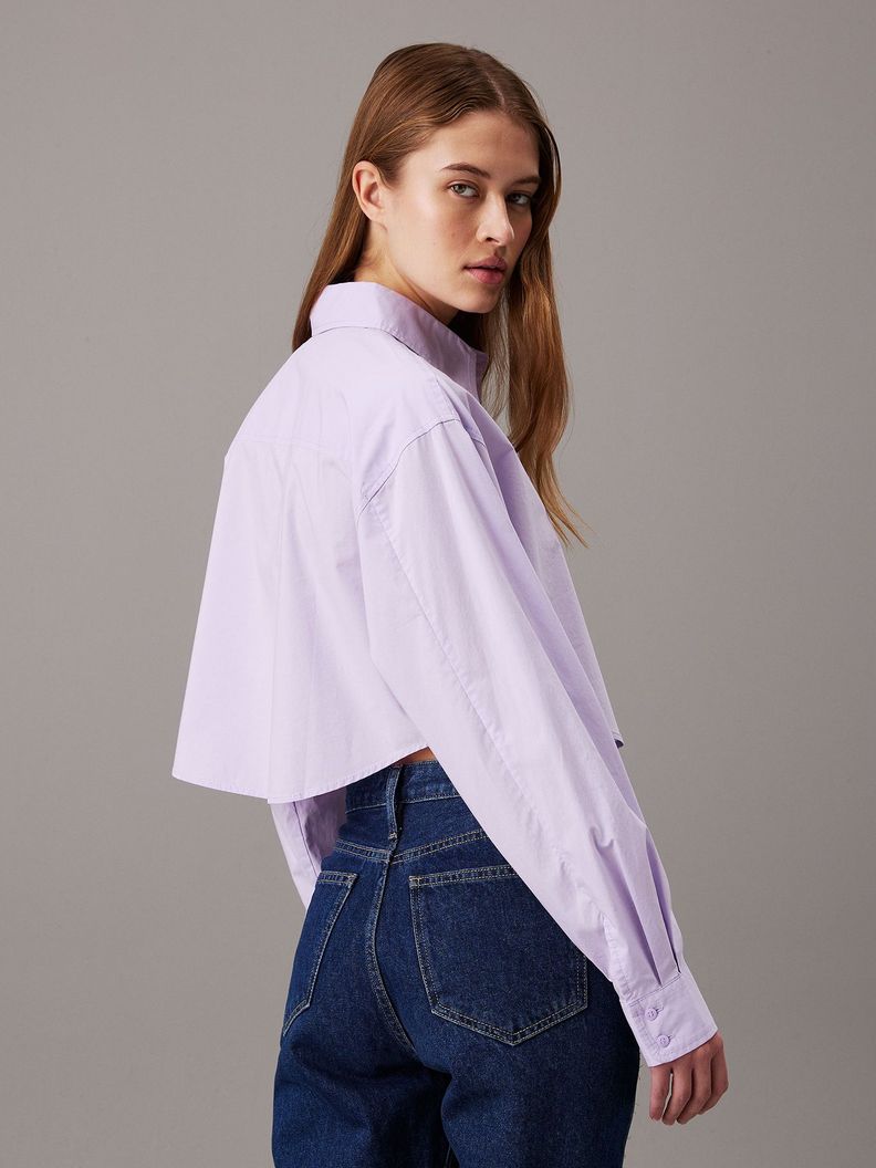 Camisa Woven Label Cropped Morado Calvin Klein-2