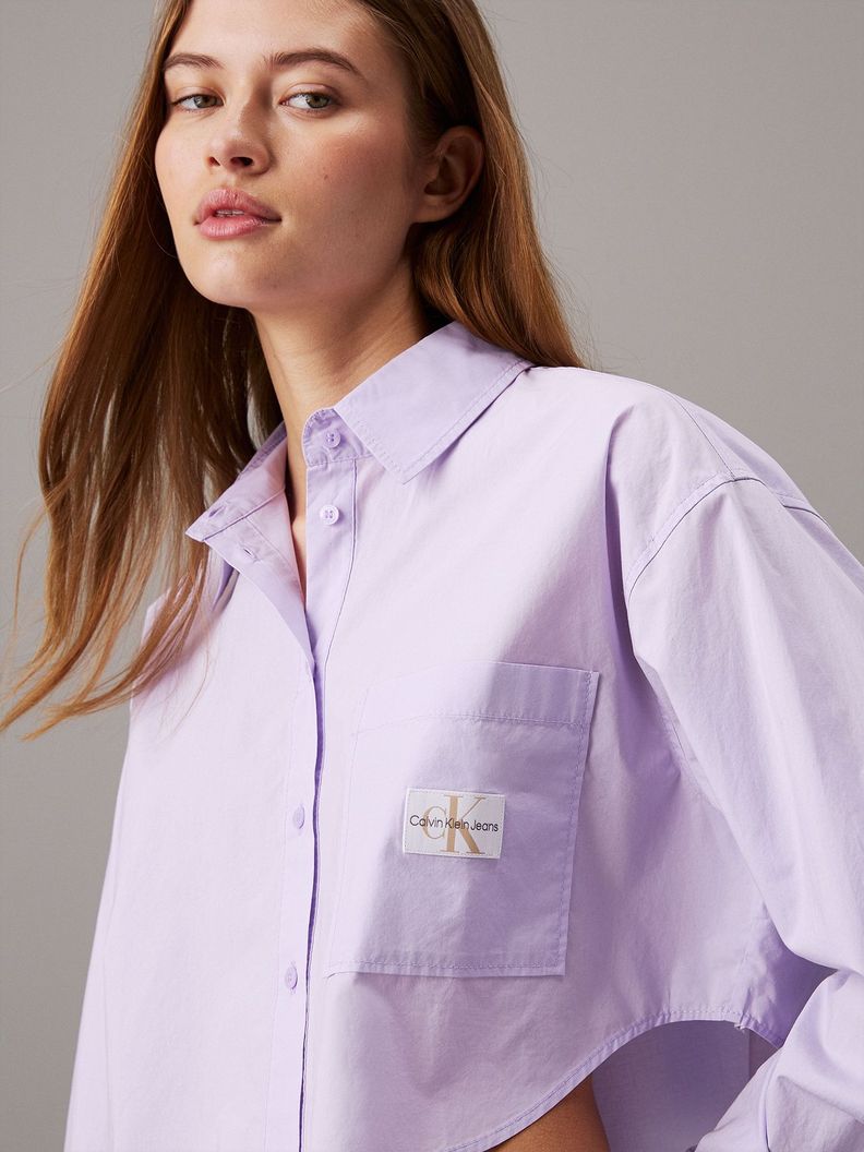 Camisa Woven Label Cropped Morado Calvin Klein-3