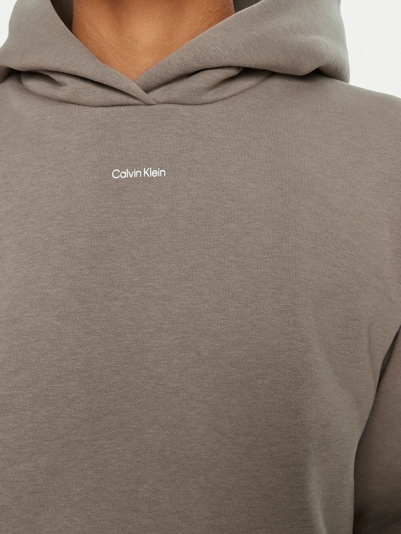 Poleron con Gorro Nano Logo Gris Calvin Klein-4