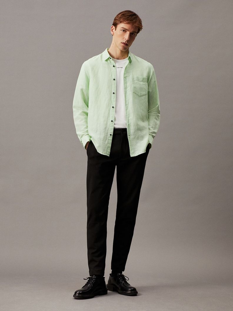 Camisa Linen Cotton Regular Verde Calvin Klein-1