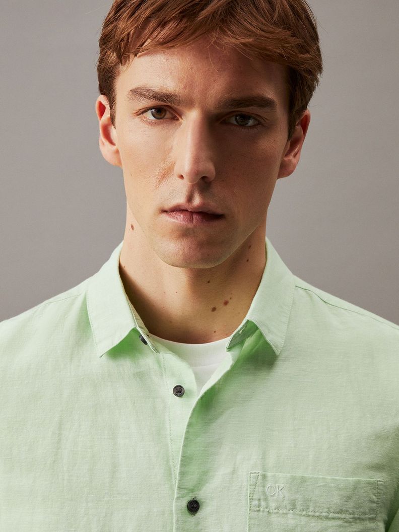 Camisa Linen Cotton Regular Verde Calvin Klein-3