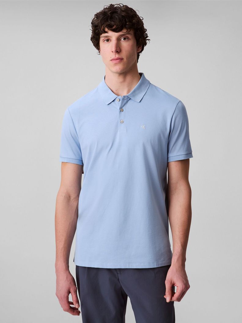 Polo con Monograma Bordado Celeste Calvin Klein S