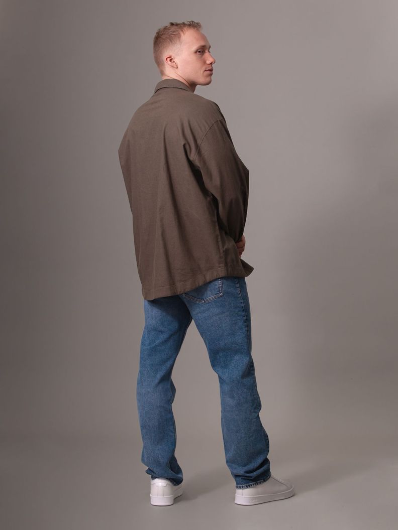 Camisa de lino mangas largas Café Calvin Klein-2