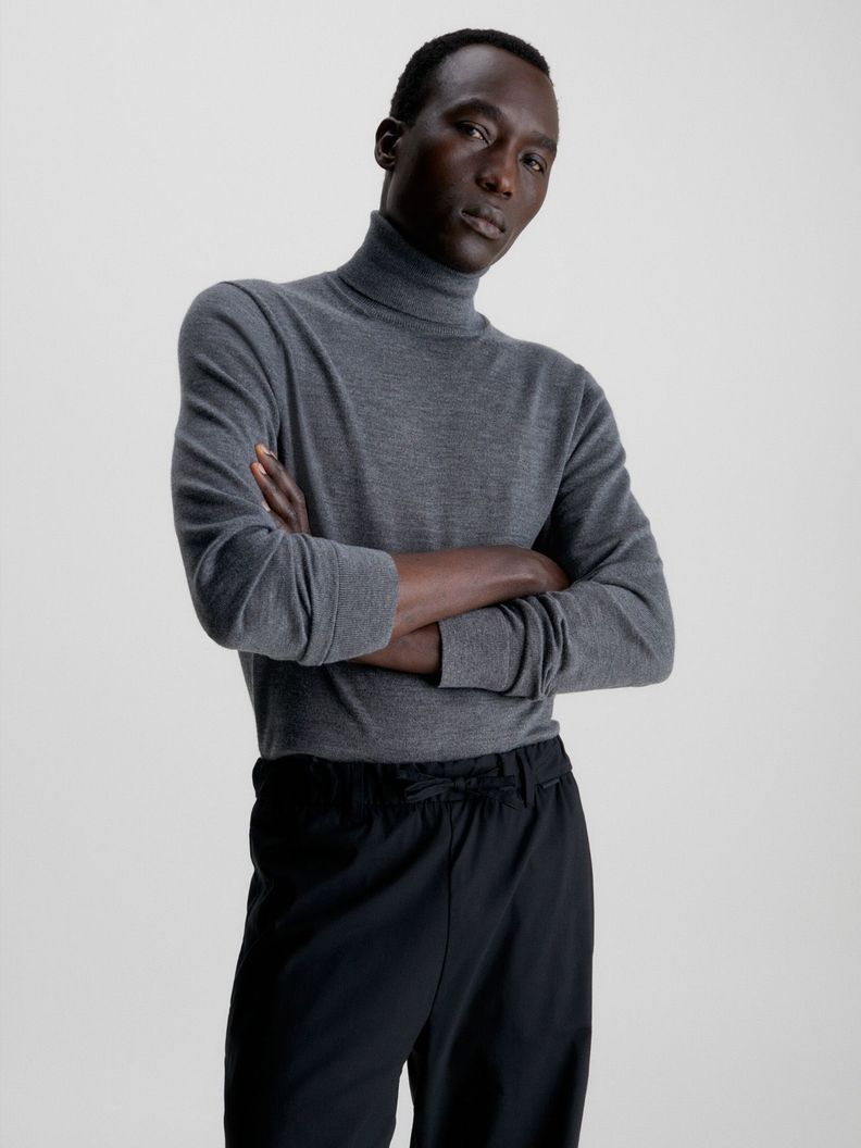 Sweater Cuello Alto Merino Gris P4E Calvin Klein-0
