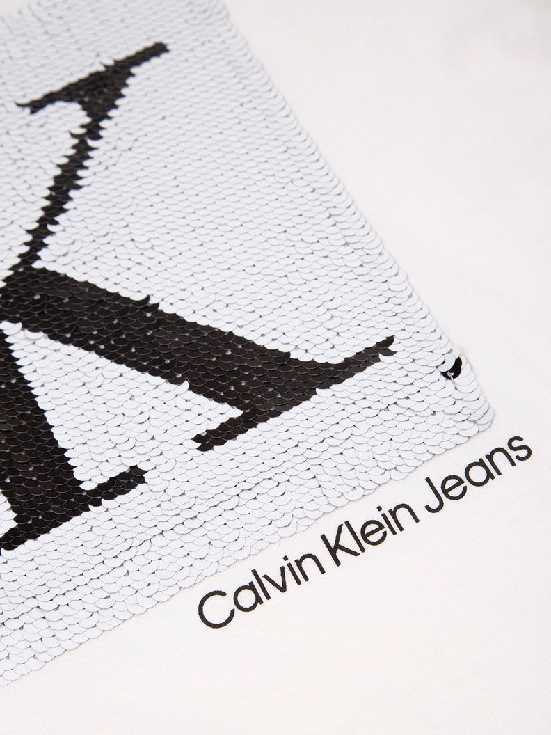 Polera Niña Monogram Sequin Blanco Calvin Klein-3