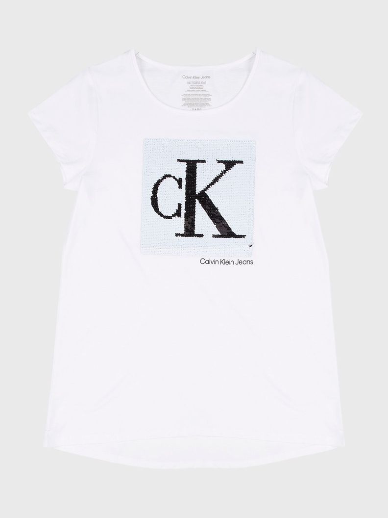 Polera Niña Monogram Sequin Blanco Calvin Klein-0