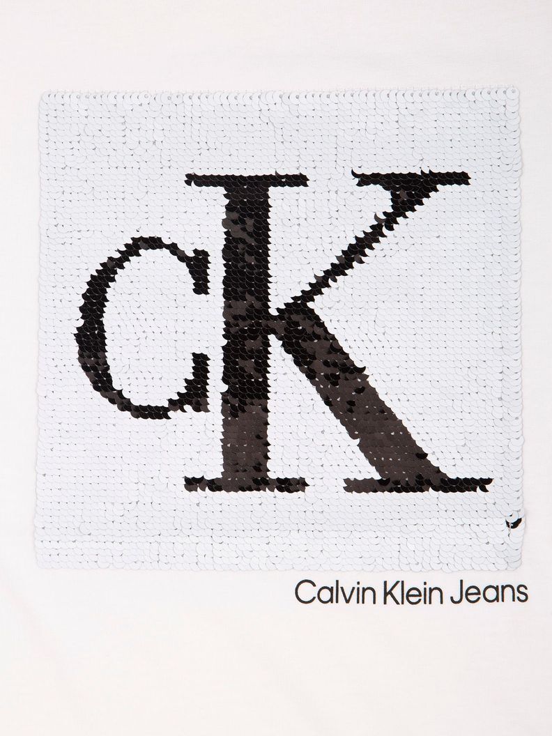 Polera Niña Monogram Sequin Blanco Calvin Klein-2