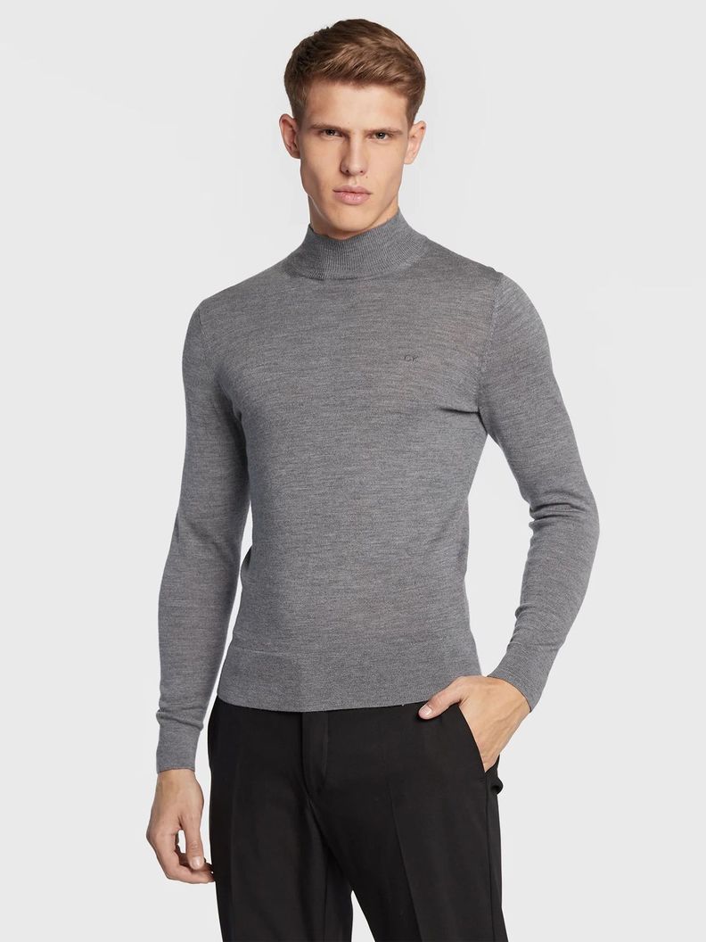 Sweater Cuello Alto Merino Mock Gris P4A Calvin Klein-0