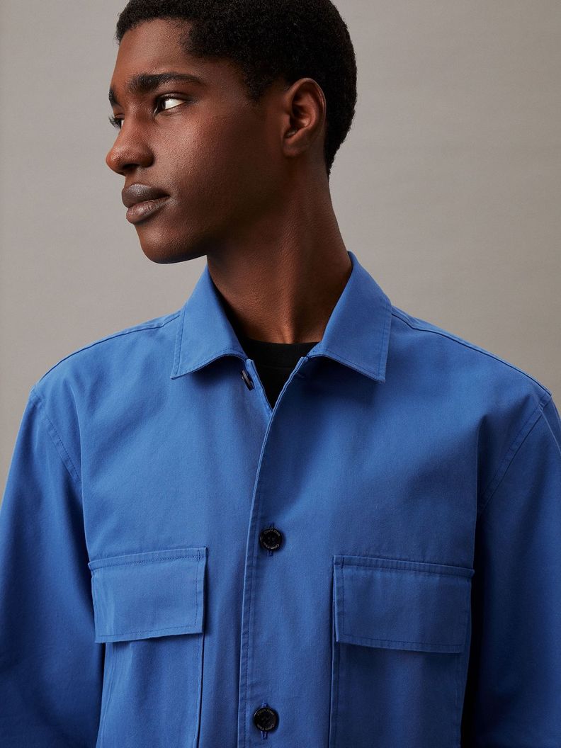 Camisa Cotton Nylon Overshirt Azul Calvin Klein-3