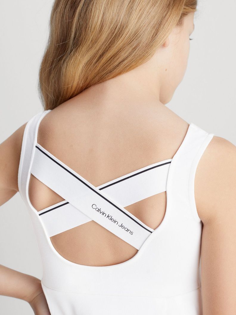 Vestido Niña Back Logo Tape Blanco Calvin Klein-3