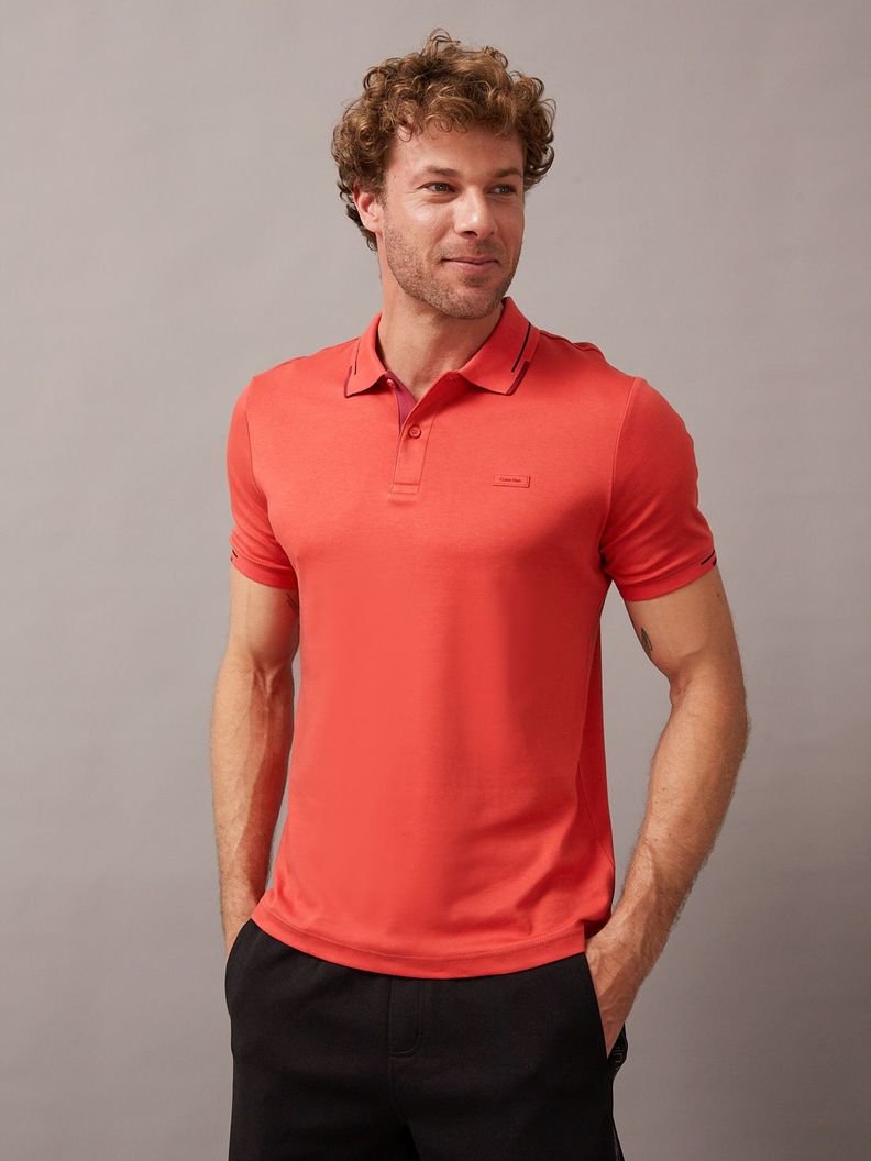 Polo Smooth Cotton Block Rojo Calvin Klein-0