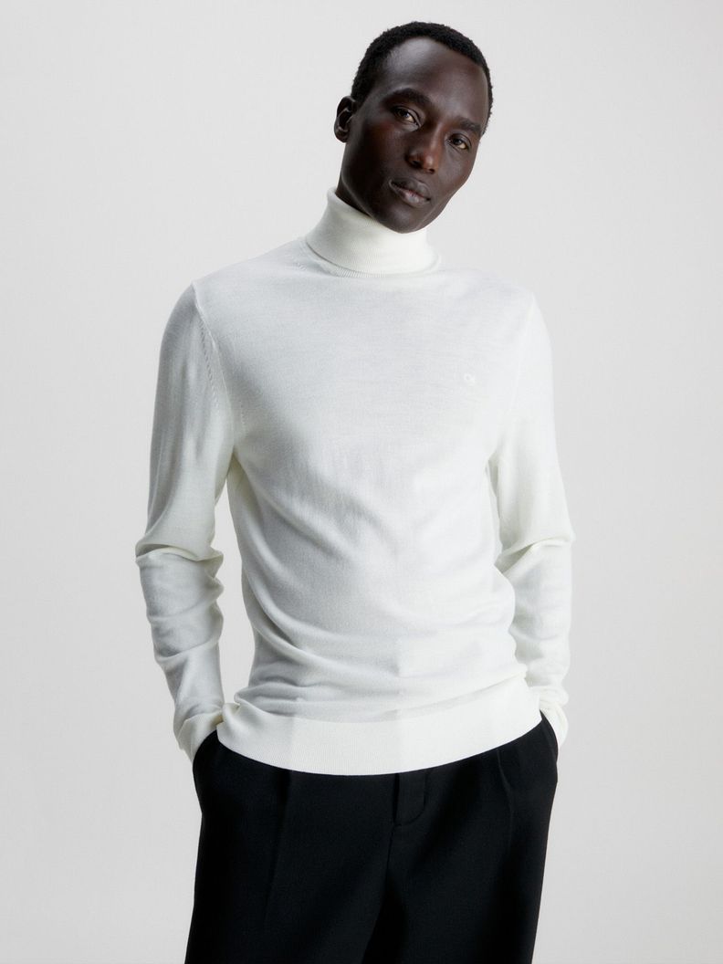 Sweater Cuello Alto Merino Blanco Calvin Klein-0