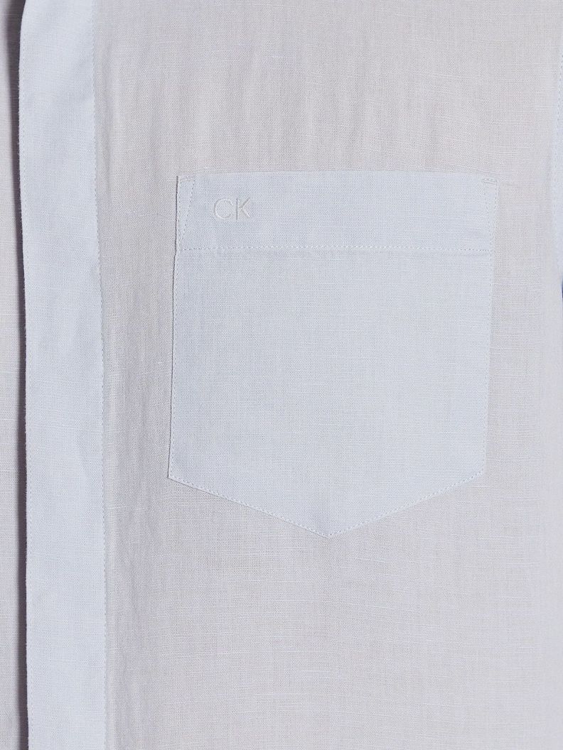 Camisa Linen Cotton Regular Azul Calvin Klein-4