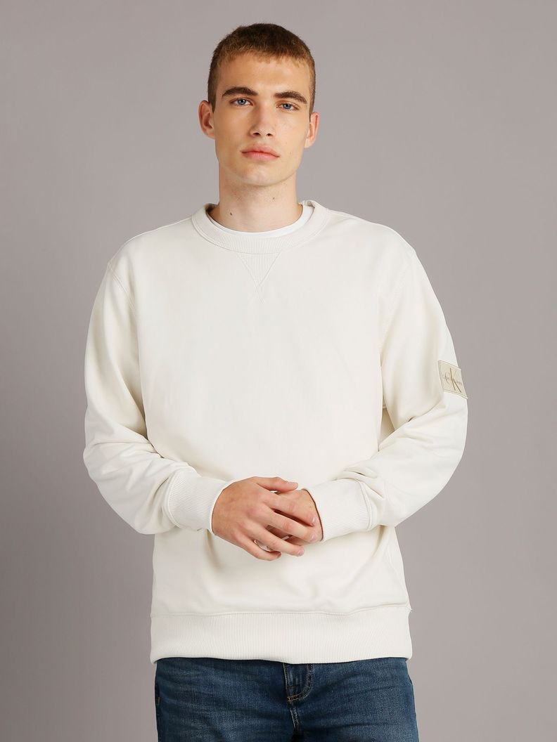 Poleron Badge Crew Neck Crema Calvin Klein