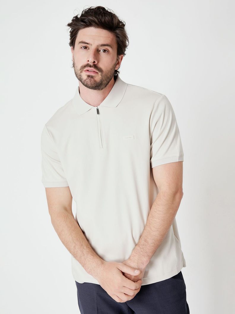 Polo Smooth Welt Zip  Beige Calvin Klein-0