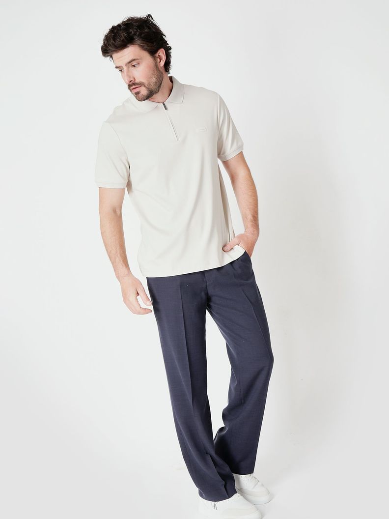 Polo Smooth Welt Zip  Beige Calvin Klein-1