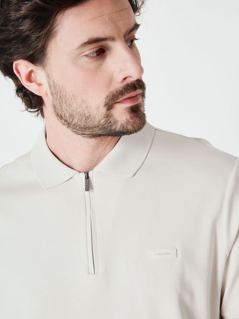 Polo Smooth Welt Zip  Beige Calvin Klein-3