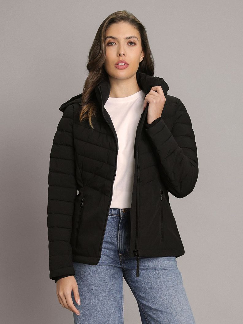 Parka Mixed con Tecnología Flextech Negro Calvin Klein