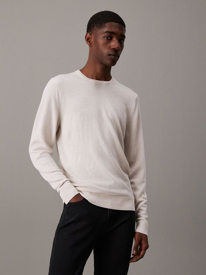 Sweater Superior Wool Crew Neck Blanco Calvin Klein-0