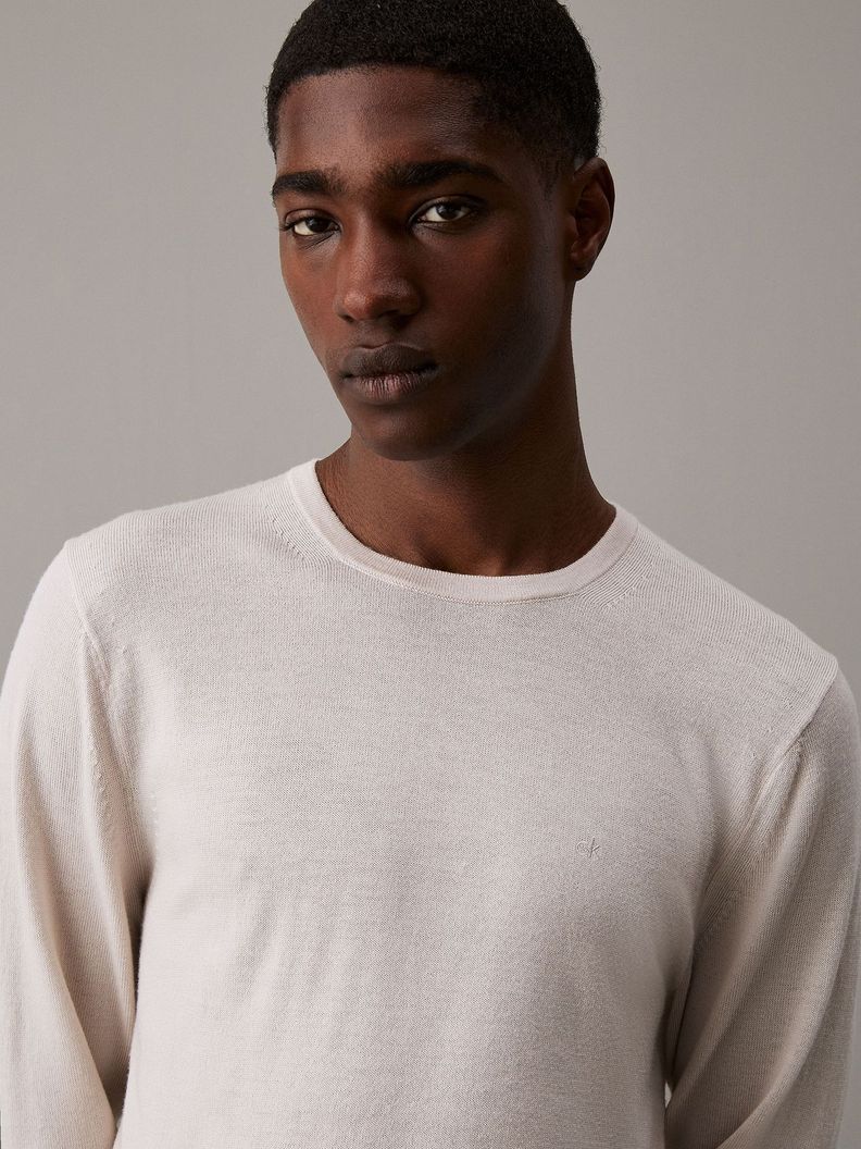 Sweater Superior Wool Crew Neck Blanco Calvin Klein-3