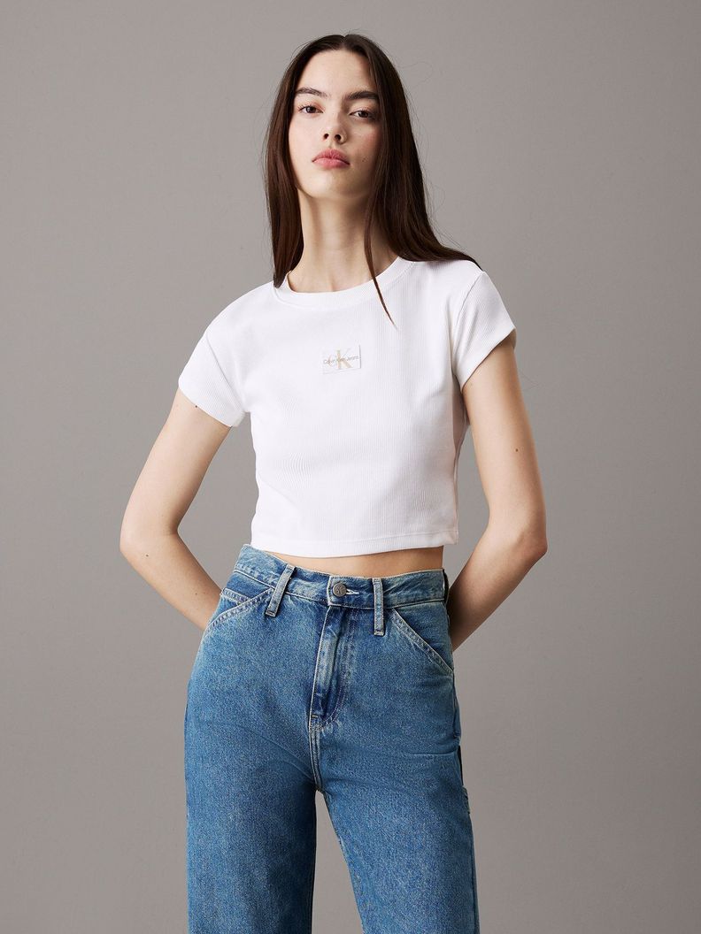 Polera Woven Label Rib Baby Blanco Calvin Klein-0