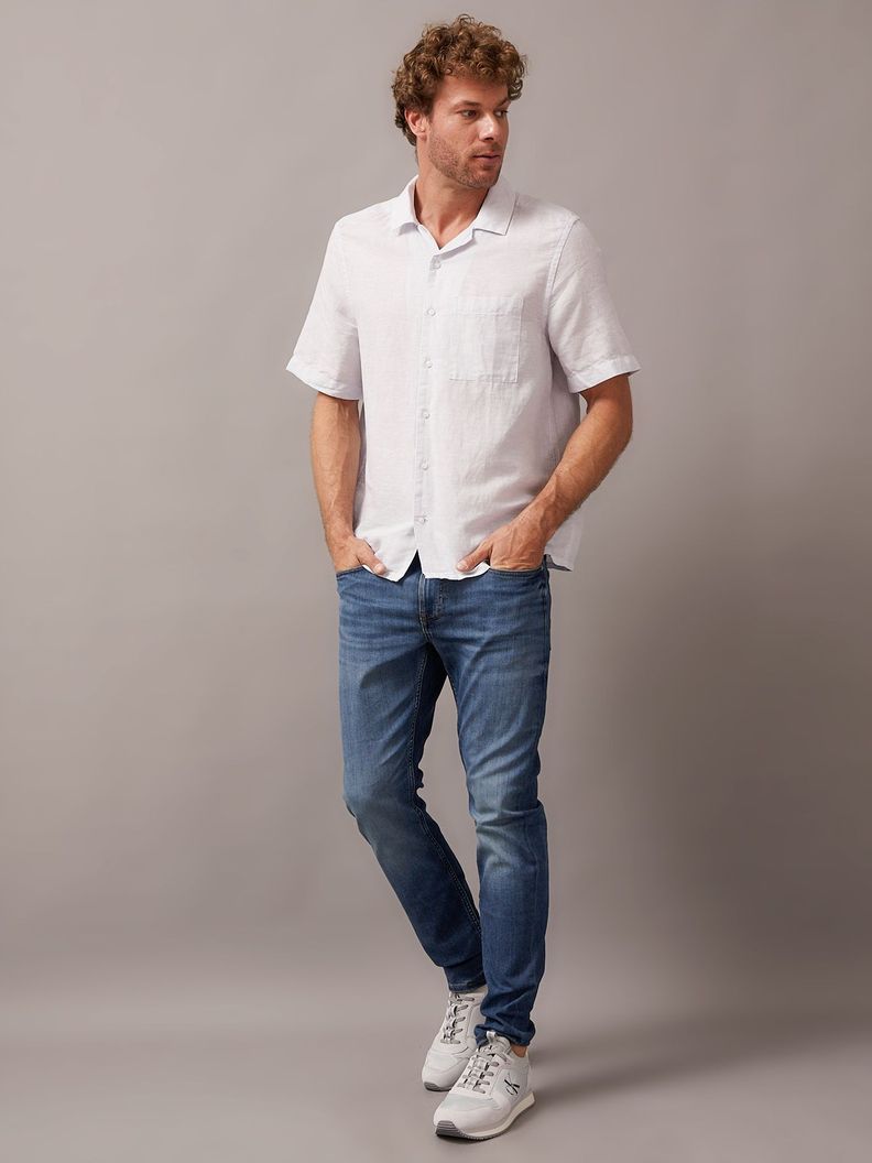 Camisa Linen Cotton Cuban Celeste Calvin Klein-1