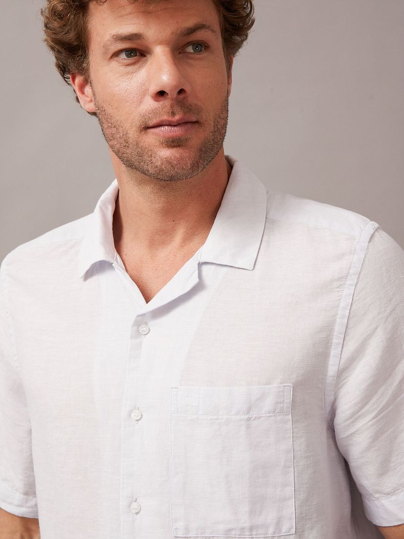 Camisa Linen Cotton Cuban Celeste Calvin Klein-3