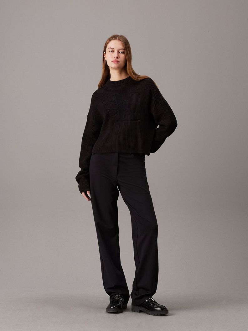 Sweater Logo Intarsia Negro Calvin Klein-1