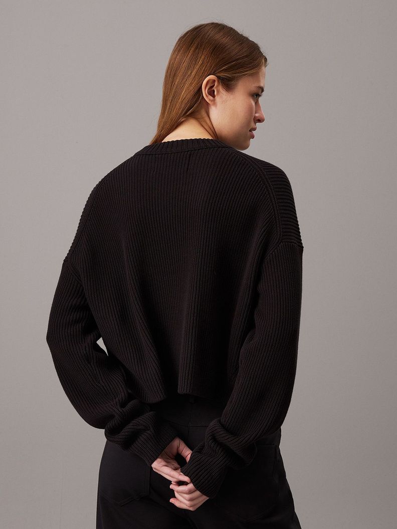 Sweater Logo Intarsia Negro Calvin Klein-2