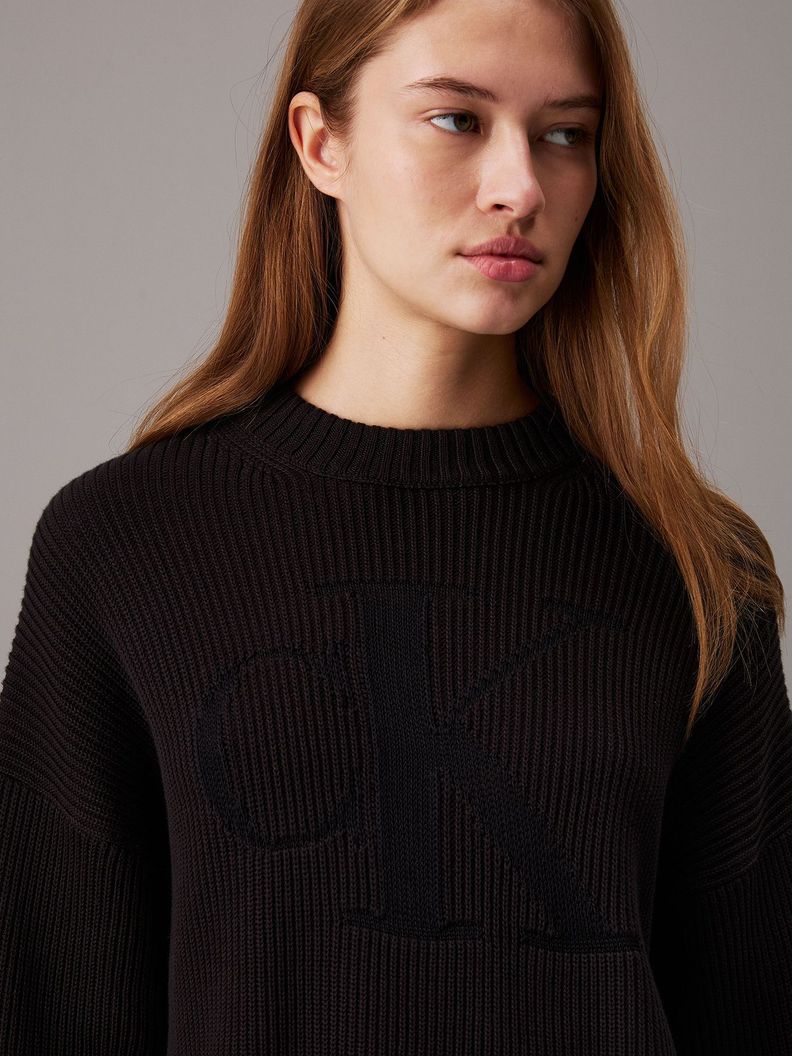 Sweater Logo Intarsia Negro Calvin Klein-3