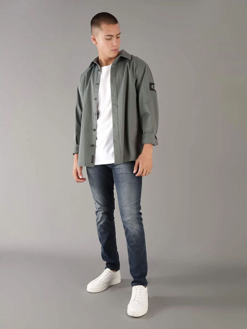 Camisa Monologo Badge Relaxed Gris Calvin Klein-1