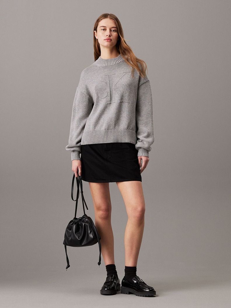 Sweater Ck Intarsia Loose Gris Calvin Klein-1