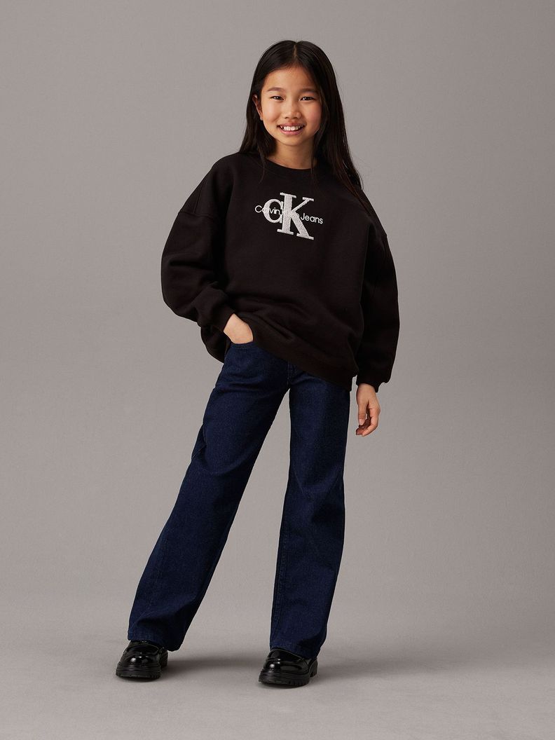 Polerón Niña Teddy Monologo Negro Calvin Klein-1